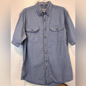 Carhartt Short Sleeve Shirt in blue chambray Button Up Men’s Size Large Tall